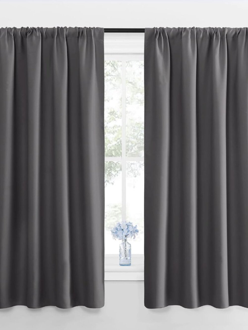 Blackout Curtains Panels for Bedroom - Thermal Insulated Rod Pocket Window Black